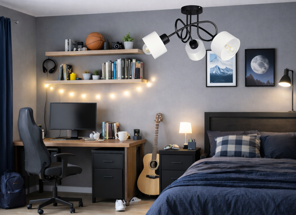 Lampa sufitowa do pokoju młodzieżowego biało-czarna Zakręcony Kubeczek 3xE27 Led 
