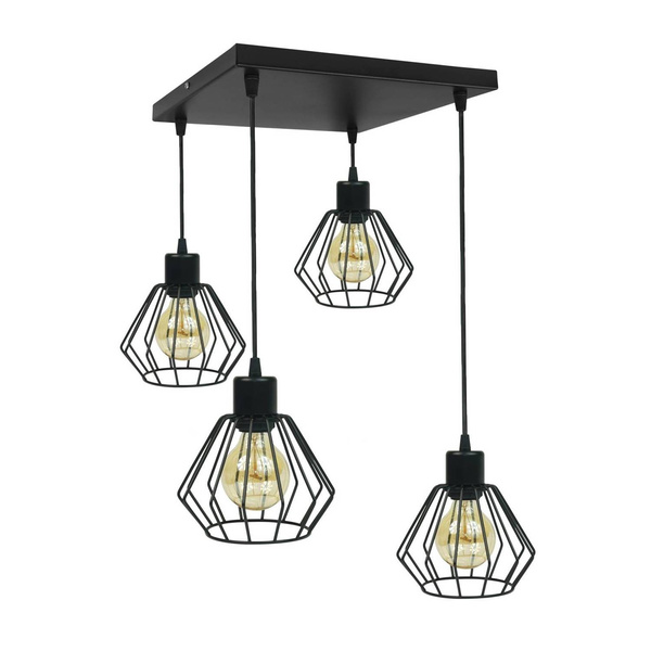 LAMPA WISZĄCA SUFITOWA PLAFON KWADRAT DIAMENT CZARNA MODERNO