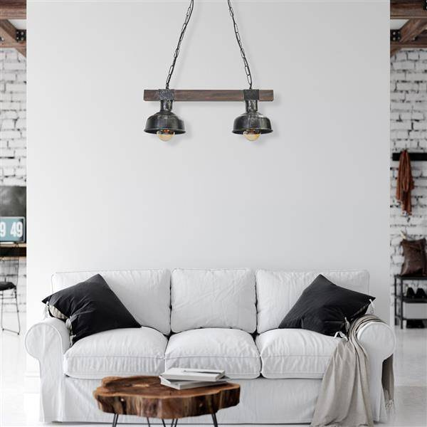 Lampa wisząca FARO BLACK / WOOD 2xE27 60W MLP6242