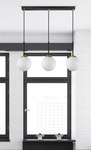 Lampa wisząca czarno-złota mleczne kule 3 źródła światła