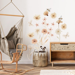 Naklejki na ścianę do pokoju dziecka w stylu Boho Kwiaty Łąka Zestaw 2