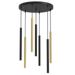 Lampa wisząca MONZA BRASS, MLP8843, czarno-złota, 7x8W G9