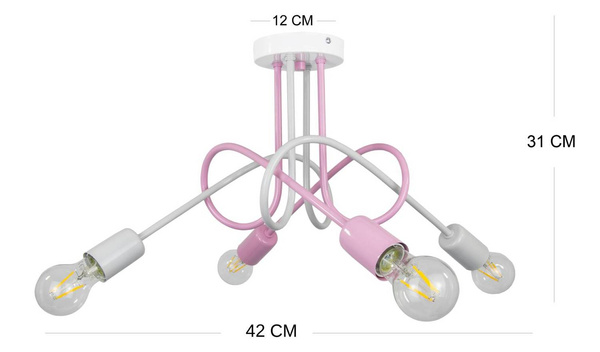 Lampa sufitowa do pokoju dziewczynki pastelowa w stylu loft  Mondo 4 