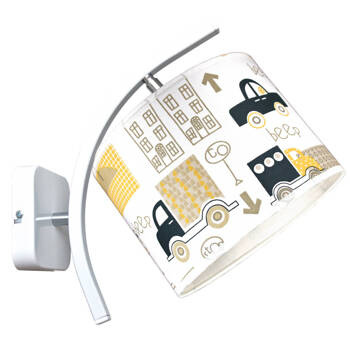 Lampa ścienna do pokoju chłopca w autka żółte 1xE27