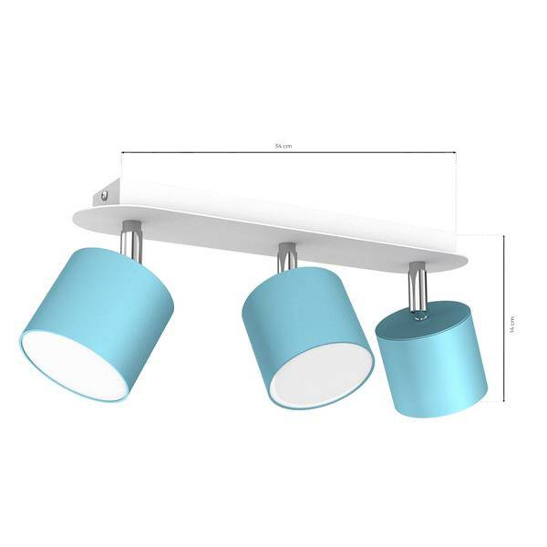 Lampa sufitowa DIXIE BLUE 3x GX53 szer. 34cm | niebieski