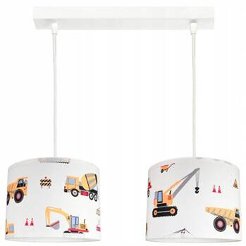Lampa sufitowa do pokoju chłopca z motywem maszyn budowlanych Koparka 2