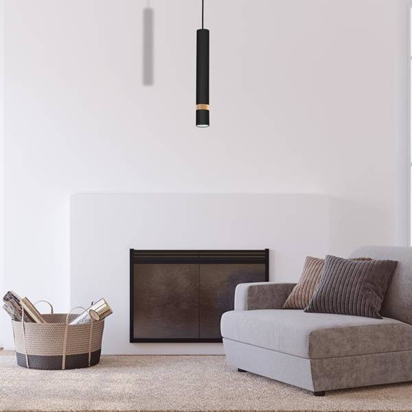 Lampa wisząca JOKER, MLP6305, czarny/drewno, 1x8W GU10