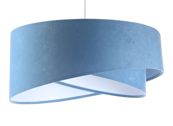 Lampa wisząca asymetryczna welurowa Alison niebiesko-biała