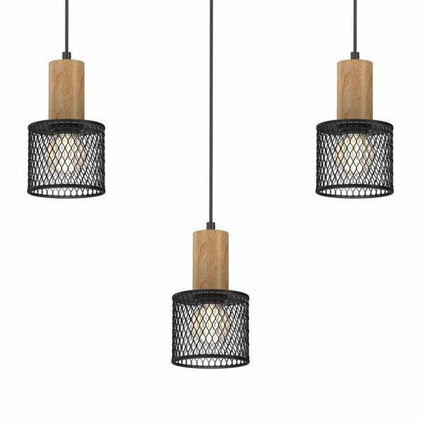 Lampa wisząca SOBRESA 3xE27 | Czarna