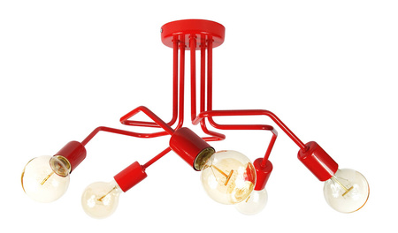 Lampa sufitowa do pokoju dziecięcego czerwona w stylu loft Vanessa 5xE27 Led