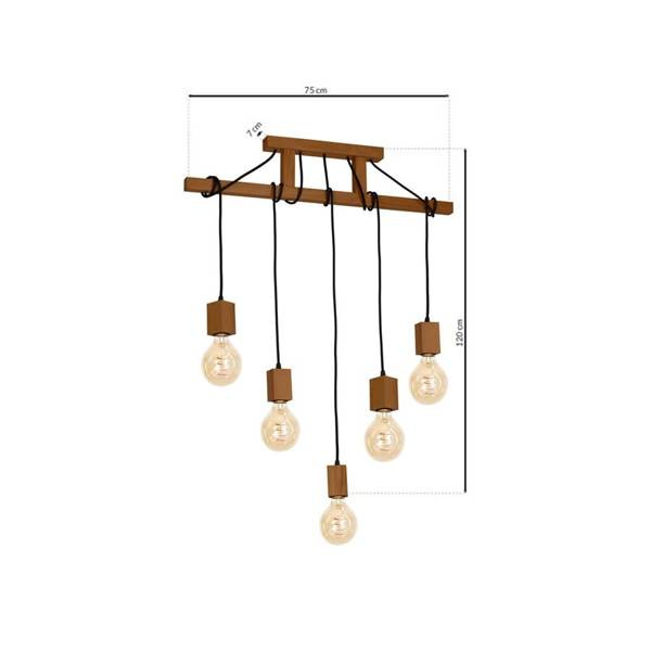 Lampa Wisząca JACK, MLP4358, dąb, 5x60W E27