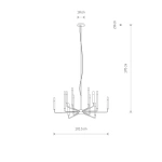 Lampa wisząca ORTO XII A 12xE14 wys.170cm szer.103cm | Czarny 11462