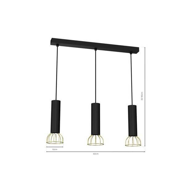 Lampa wisząca DANTE, MLP7249, czarny/złoty, 3x8W LED GU10
