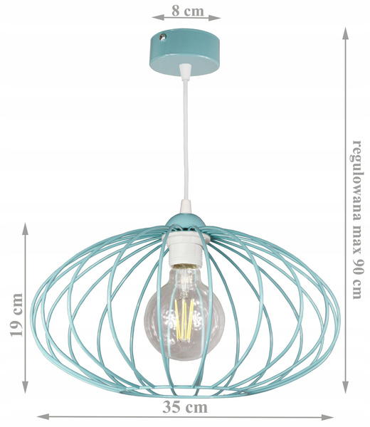Lampa sufitowa do pokoju dziewczynki miętowa Druciak Owal 1