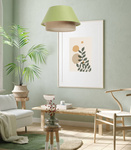 Lampa w stylu Boho podwójny abażur welur i naturalna juta zielona