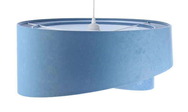 Lampa wisząca asymetryczna welurowa Alison niebiesko-biała