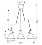 Lampa wisząca czarno-złota matowa sufitowa 3x40W More Candellux 33-71156