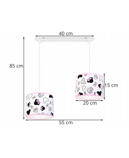 Lampa wisząca do pokoju dziewczynki z abażurem regulowana Myszka Miki 2xE27 Led