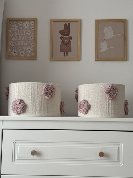 Lampa wisząca do pokoju dziewczynki w stylu Boho Kwiatki Brudny Róż 35 cm