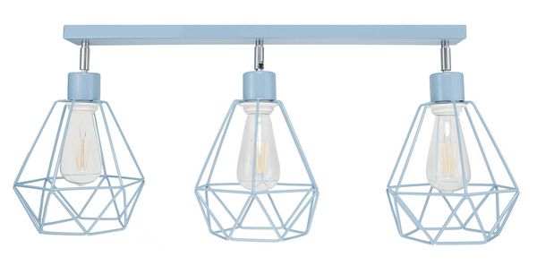 Lampa sufitowa do pokoju dziecka niebieska- nowoczesny druciak w stylu loft Carmen 3xE27