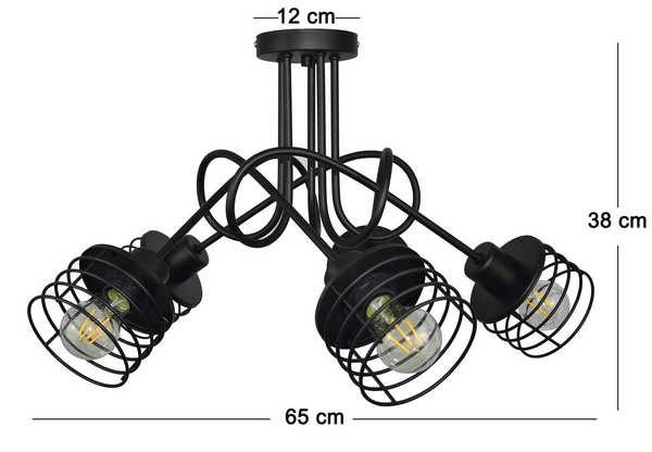 Lampa do pokoju dziecięcego czarna loft Koszyk 5