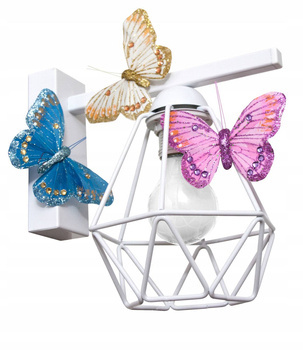 Lampa ścienna do pokoju dziewczynki biała Motylek Druciak Loft 1XE27