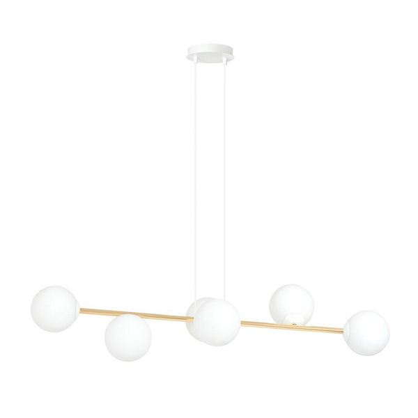 Nowoczesna lampa wisząca nad wyspę biało- złota GRAVITY 6 WH GOLD