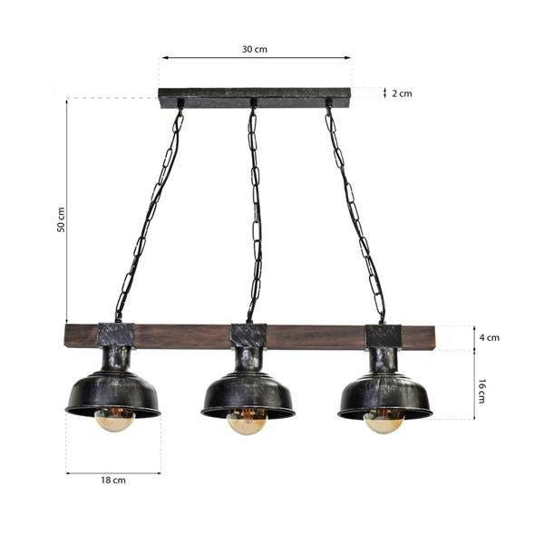 Lampa wisząca FARO BLACK / WOOD 3xE27 60W MLP6243 