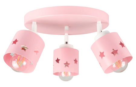 Lampa sufitowa do pokoju dziewczynki różowa w gwiazdki 3xE27