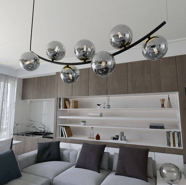 Nowoczesna lampa wisząca grafitowe klosze RITZ 7 BL GRAFIT 