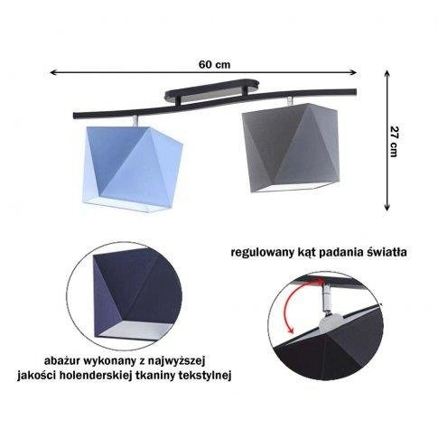 Lampa sufitowa do pokoju dziewczynki różowe abażury Magiczny Diamencik 2xE27