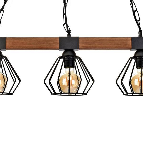 Industrialna lampa wisząca ULF BLACK / WOOD 3xE27 60W MLP6193