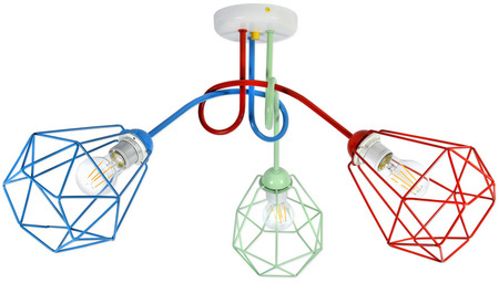 Lampa sufitowa dla chłopca i dziewczynki kolorowa Edison Druciak DM 3