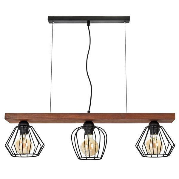 Lampa wisząca OZZY BLACK / WOOD 3xE27 60W MLP6252