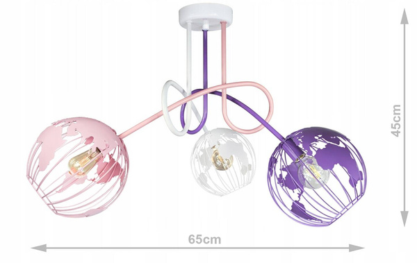 Lampa sufitowa do pokoju dziecięcego kolorowa Edison Globus 3