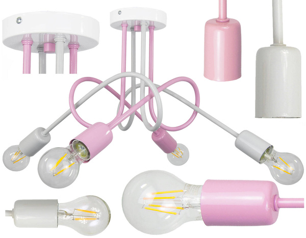 Lampa sufitowa do pokoju dziewczynki pastelowa w stylu loft  Mondo 4 
