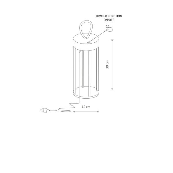 Lampa przenośna NALA LED 4W 2700K 170lm wys.30cm szer.12cm IP54 ściemniacz włącznik | Biały 11537