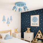 Lampa sufitowa do pokoju chłopca i dziewczynki niebieska w gwiazdki 3xE27 led