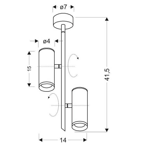 Lampa sufitowa LED 2x5W 4000 biała regulowana Tuba Candellux 32-76274