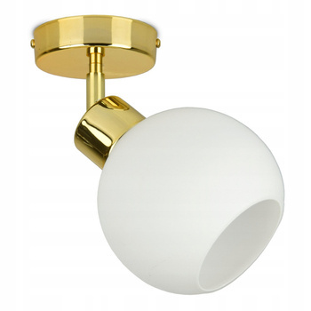 Lampa sufitowa biało-złota mleczna kula