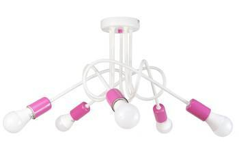 Lampa sufitowa do pokoju dziewczynki biało-różowa Mondo 5 Loft