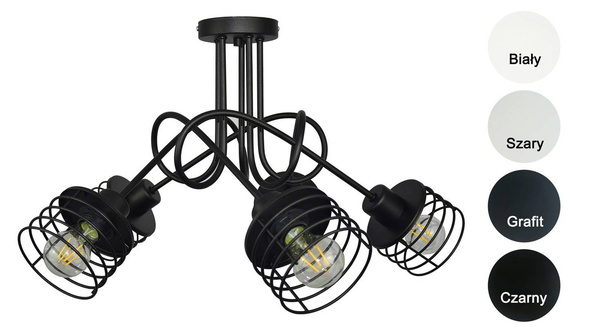 Lampa do pokoju dziecięcego czarna loft Koszyk 5