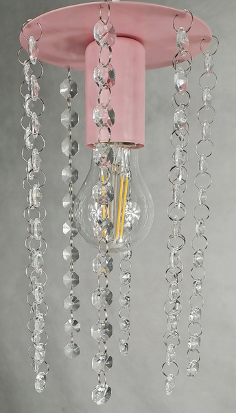 Lampa sufitowa do pokoju dziewczynki różowa Kryształ 3 punktowa 