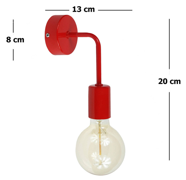 Lampa ścienna kinkiet do pokoju dziecka czerwony w stylu loft Vanessa 1xE27