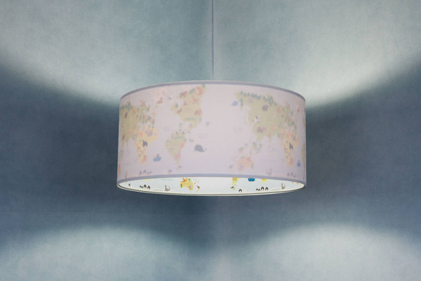 Lampa sufitowa do pokoju dziecięcego Mapa Świata Welur 40 cm