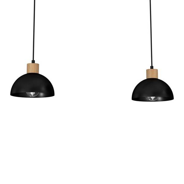 Lampa wisząca ERIK, MLP7225, czarny/drewno, 2x60W E27