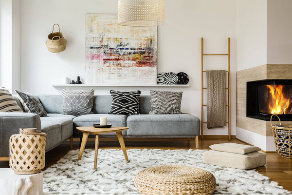 Lampa w stylu Boho Rotang z naturalnego ratanu- średnica 40 cm 
