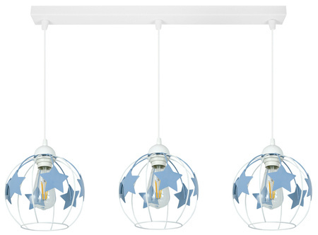 Lampa wisząca do pokoju dziecka niebieskie gwiazdki 3 listwa