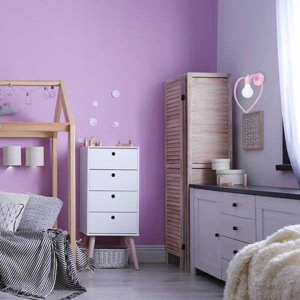 Lampa ścienna do pokoju dziewczynki  różowa  AMORE PINK 1xE27 