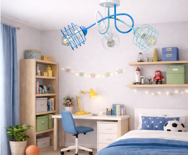 Lampa sufitowa do pokoju dziecka kolorowa Zakręcony Koszyczek 3xE27 Led